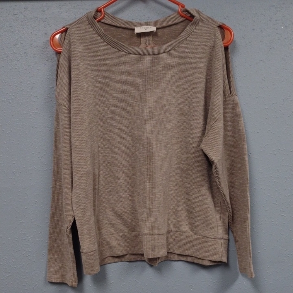 Everly Tan Long Sleeve Cut Out Sweatshirt